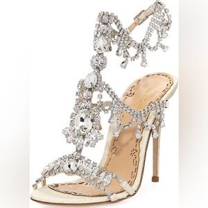 Marchesa Silver Crystal Embellished Heels